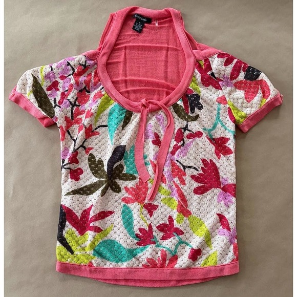 Dolce Cabo Tops - Dolce‎ Cabo Womens XL Floral Cold Shoulder Knit Top Tropical Resort Vacation Y2K